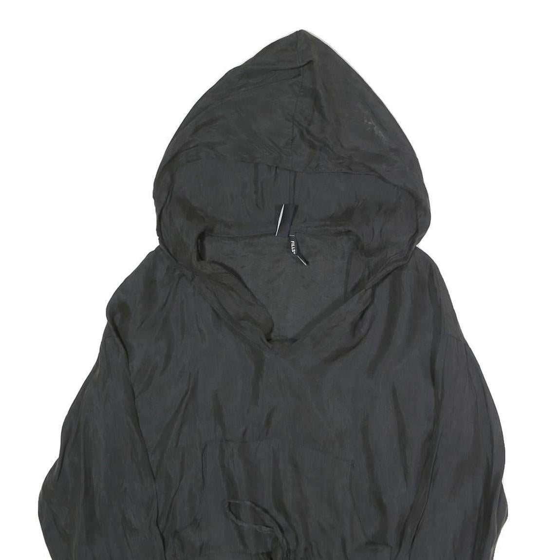 ZARA Womens Black Hooded Top Long Sleeve V-Neck XS Lightweight Casual
