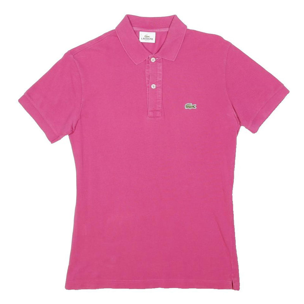 LACOSTE Mens Pink Short Sleeve Plain XS Cotton Blend Polo Shirt Classic Fit