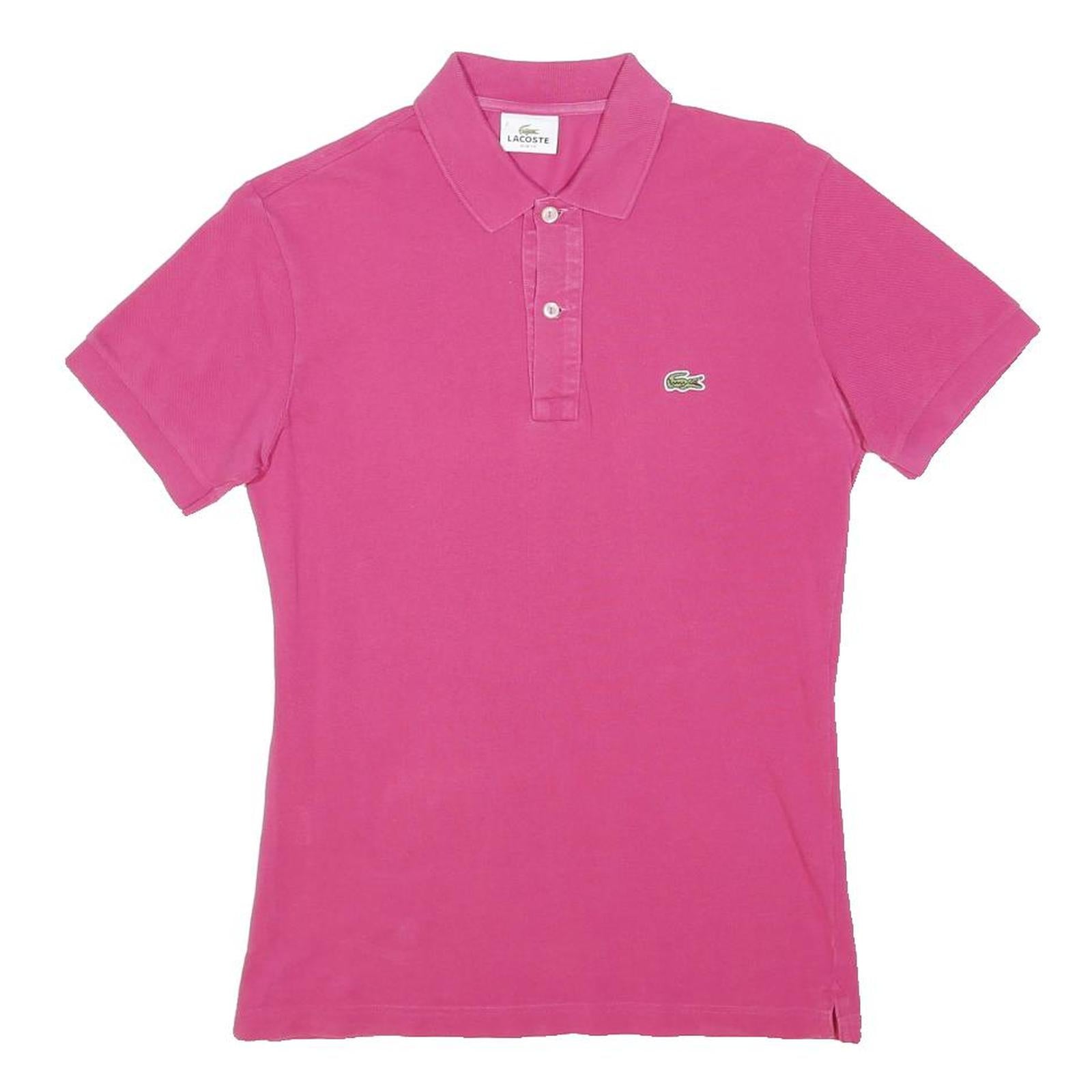 LACOSTE Mens Pink Short Sleeve Plain XS Cotton Blend Polo Shirt Classic Fit