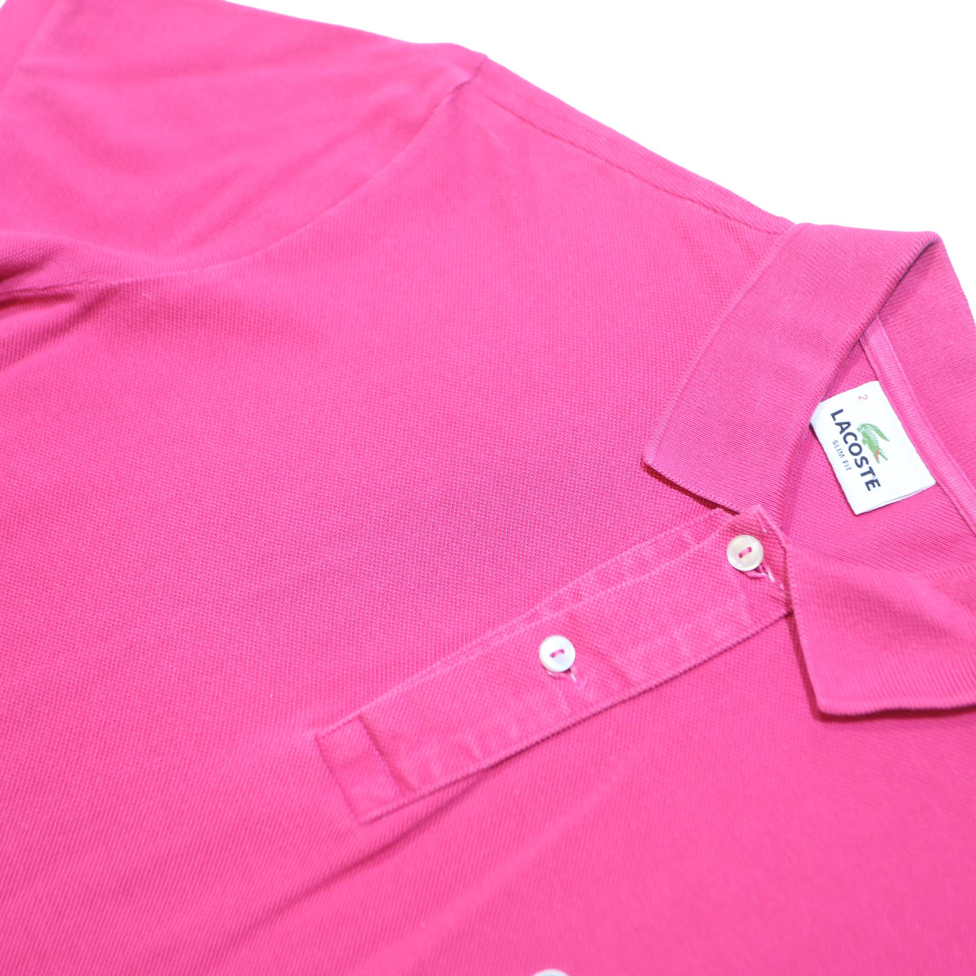 LACOSTE Mens Pink Short Sleeve Plain XS Cotton Blend Polo Shirt Classic Fit
