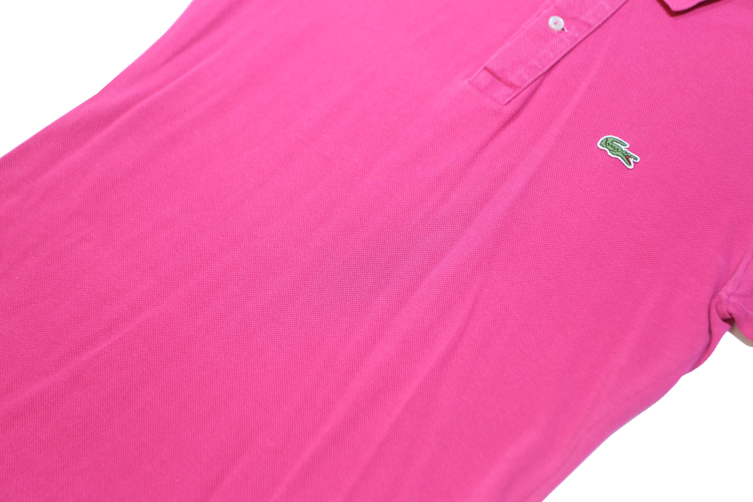 LACOSTE Mens Pink Short Sleeve Plain XS Cotton Blend Polo Shirt Classic Fit