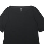 LAUREN RALPH LAUREN Womens Black Basic Top Short Sleeve Round Neck XL Cotton