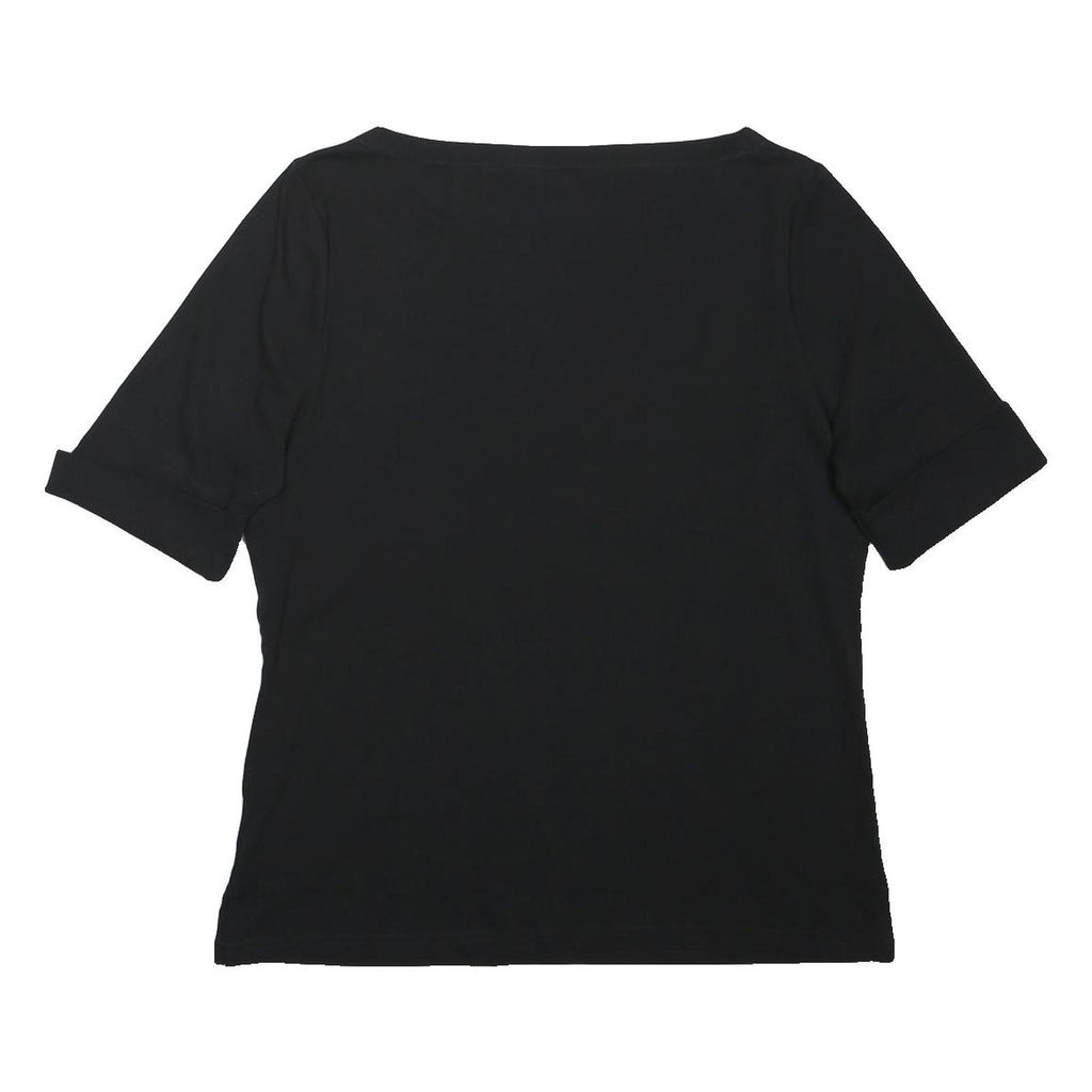 LAUREN RALPH LAUREN Womens Black Basic Top Short Sleeve Round Neck XL Cotton