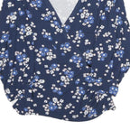 CREW CLOTHING Mens Blue Floral Printed Top Long Sleeve V-Neck M Cotton