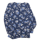 CREW CLOTHING Mens Blue Floral Printed Top Long Sleeve V-Neck M Cotton