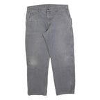 DICKIES Mens Cotton Blend Grey Regular Straight Trousers W36 L30 Workwear