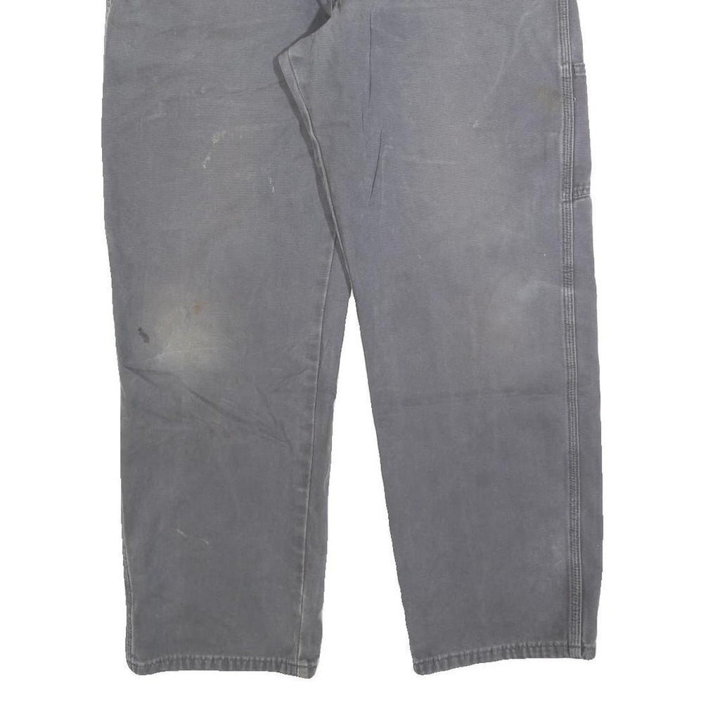 DICKIES Mens Cotton Blend Grey Regular Straight Trousers W36 L30 Workwear