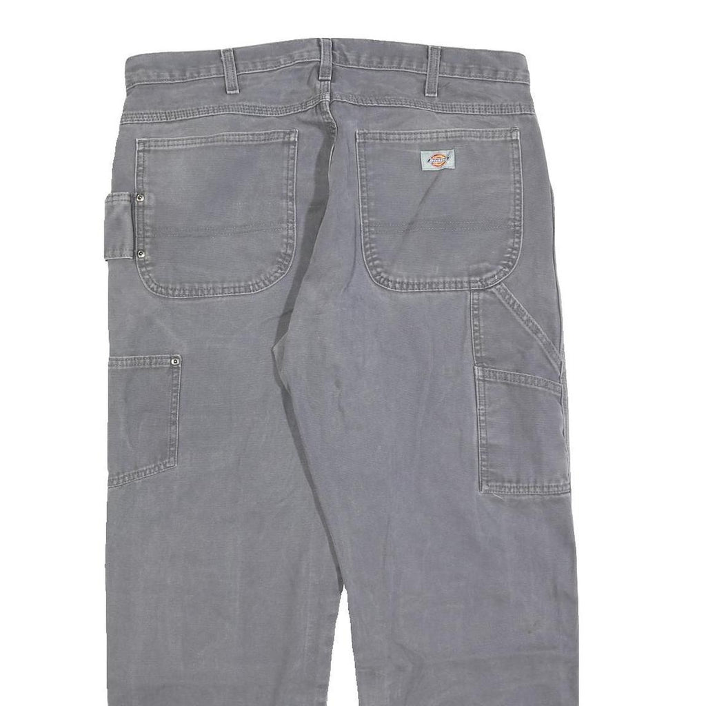 DICKIES Mens Cotton Blend Grey Regular Straight Trousers W36 L30 Workwear
