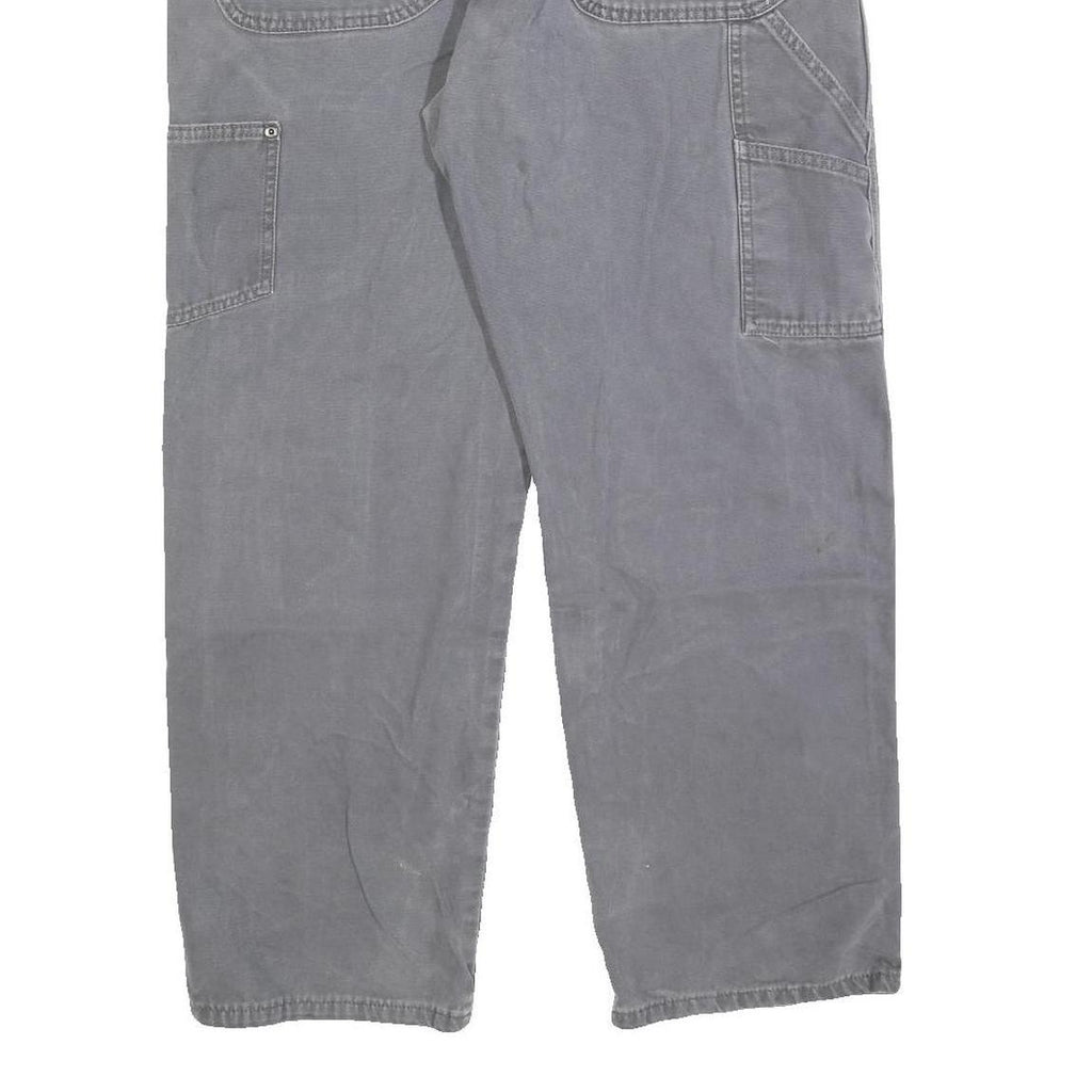 DICKIES Mens Cotton Blend Grey Regular Straight Trousers W36 L30 Workwear