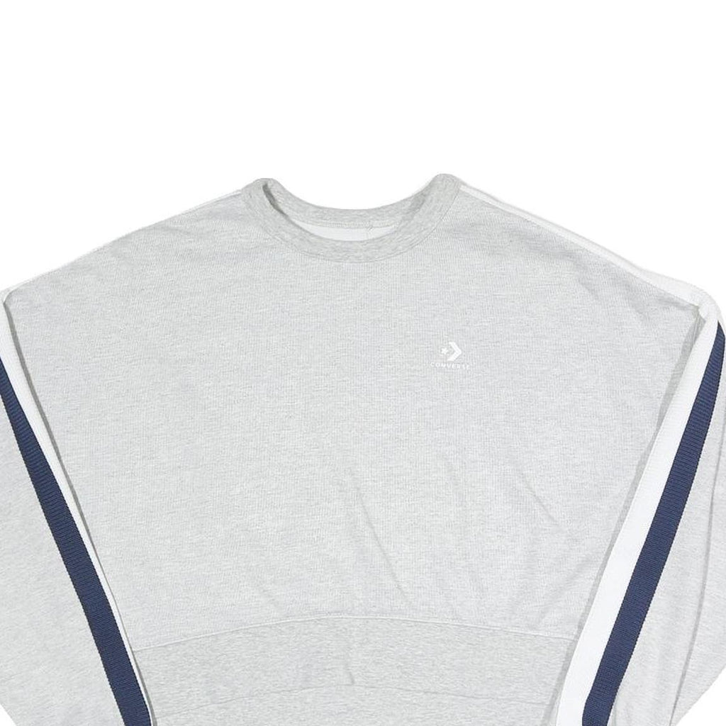 CONVERSE Womens Grey Sweatshirt XS Crew Neck Cotton Blend Pullover Striped