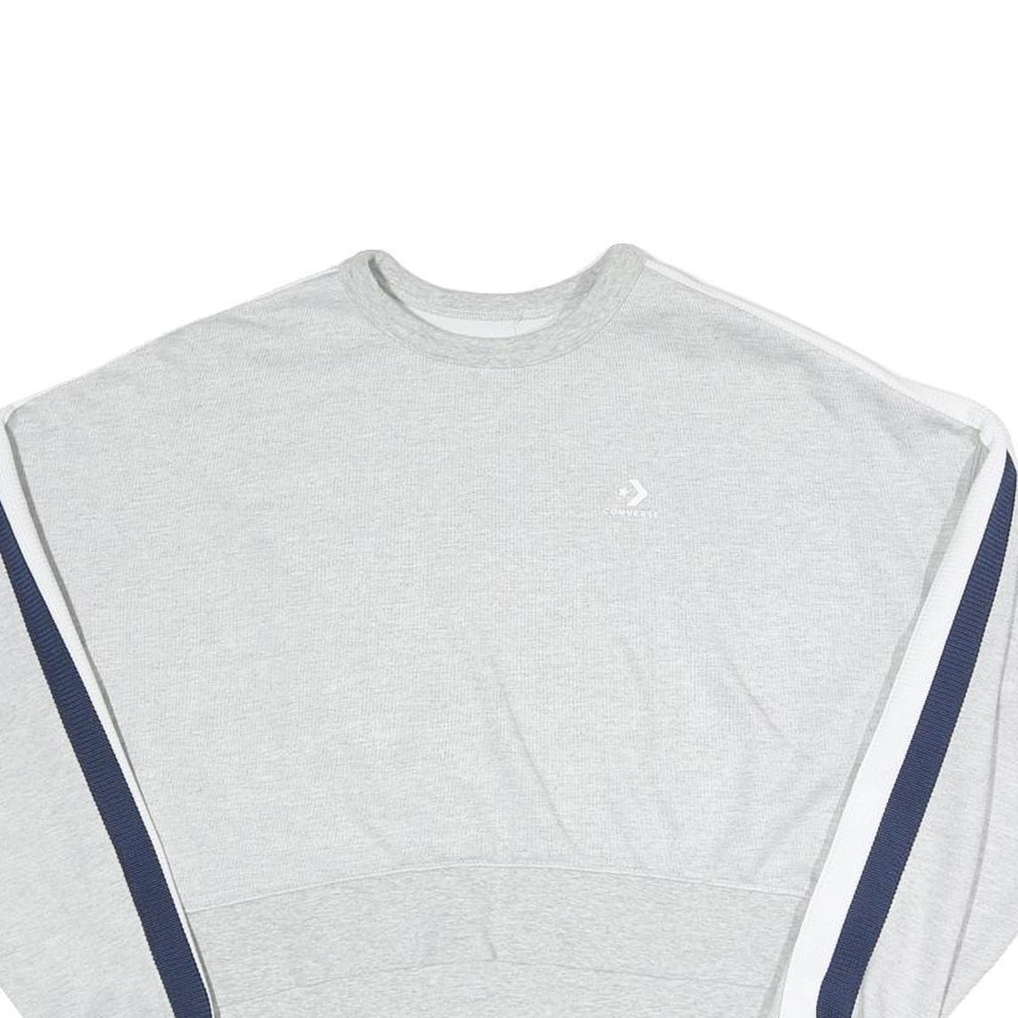 CONVERSE Womens Grey Sweatshirt XS Crew Neck Cotton Blend Pullover Striped