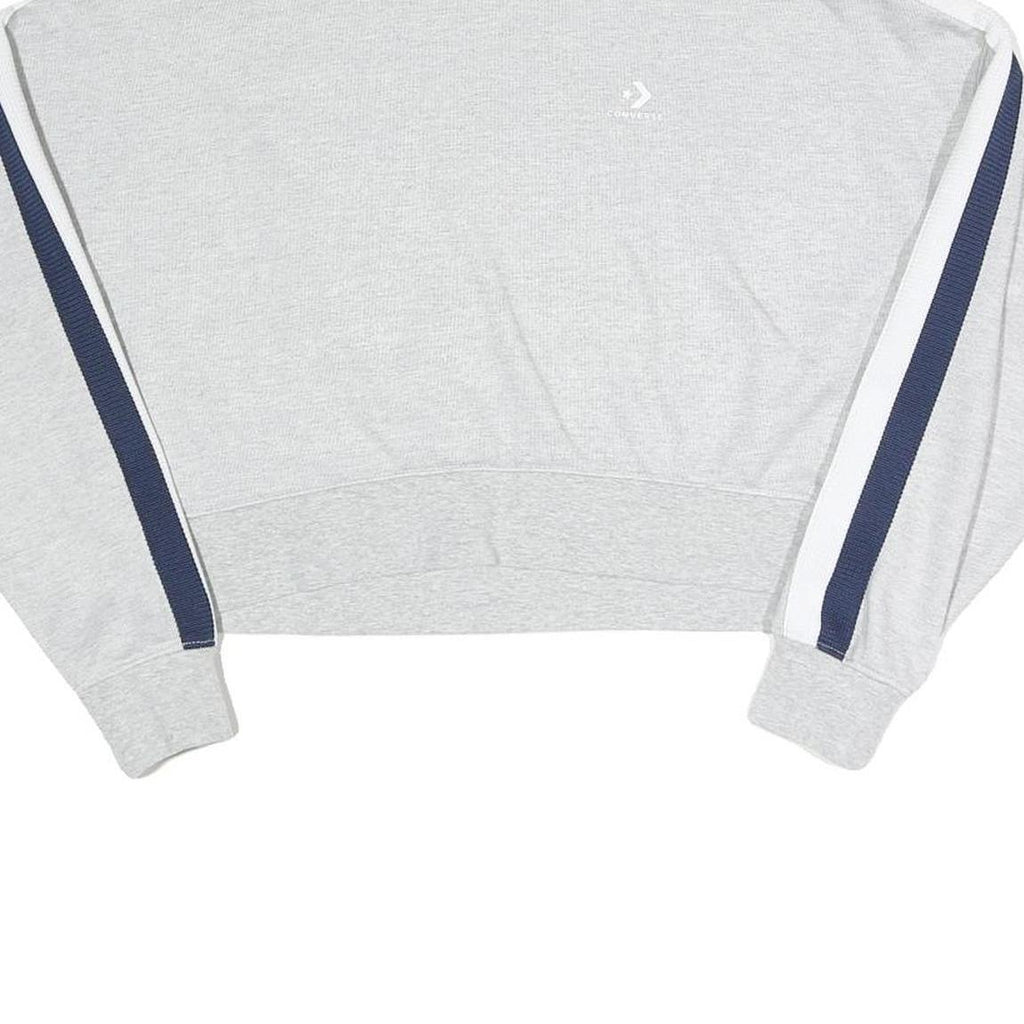 CONVERSE Womens Grey Sweatshirt XS Crew Neck Cotton Blend Pullover Striped