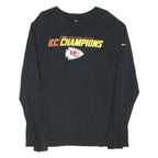 NIKE Mens Black KC Champions Graphic T-Shirt L Long Sleeve Crew Neck
