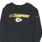 NIKE Mens Black KC Champions Graphic T-Shirt L Long Sleeve Crew Neck