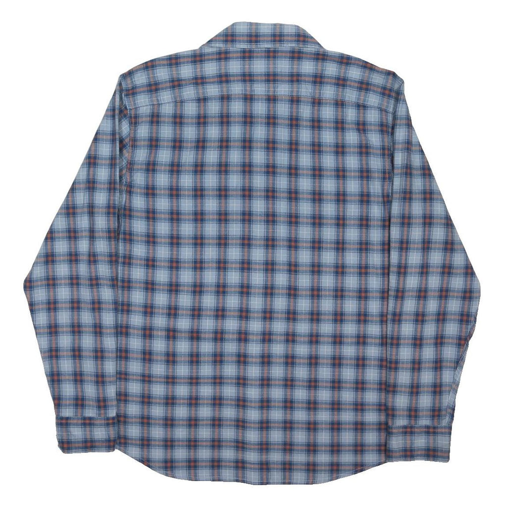 WRANGLER Mens Blue & Orange Checked Cotton Blend Shirt L Casual Classic Fit