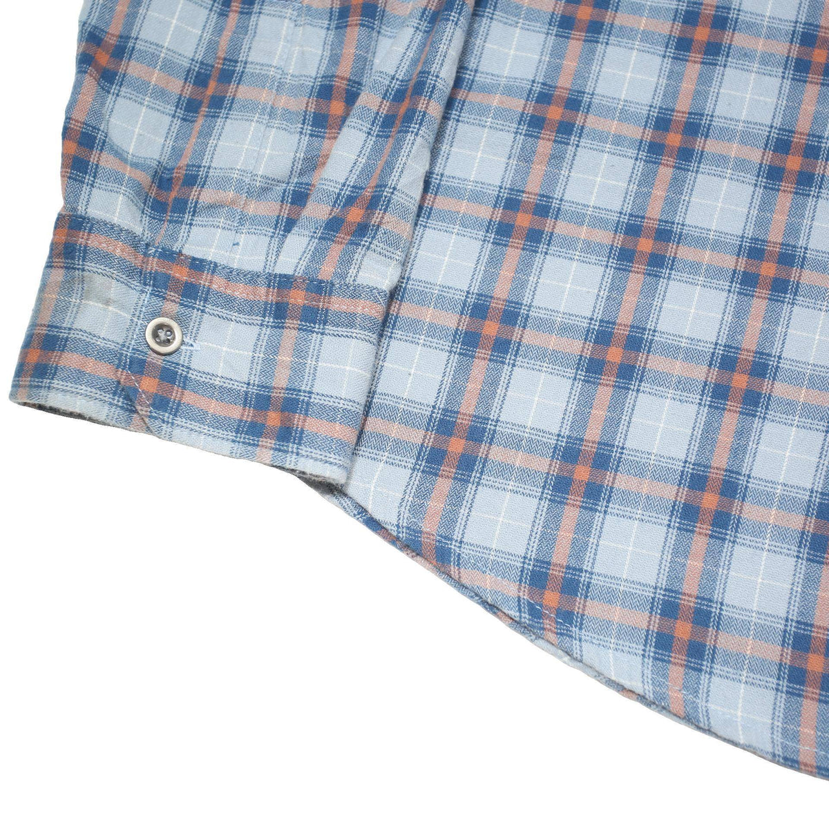 WRANGLER Mens Blue & Orange Checked Cotton Blend Shirt L Casual Classic Fit