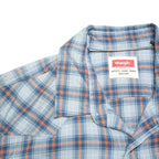 WRANGLER Mens Blue & Orange Checked Cotton Blend Shirt L Casual Classic Fit