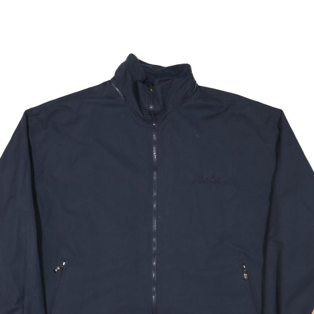 ALASKA Mens Navy Blue & Yellow Jacket XL Polyester Blend Plain Zip Casual