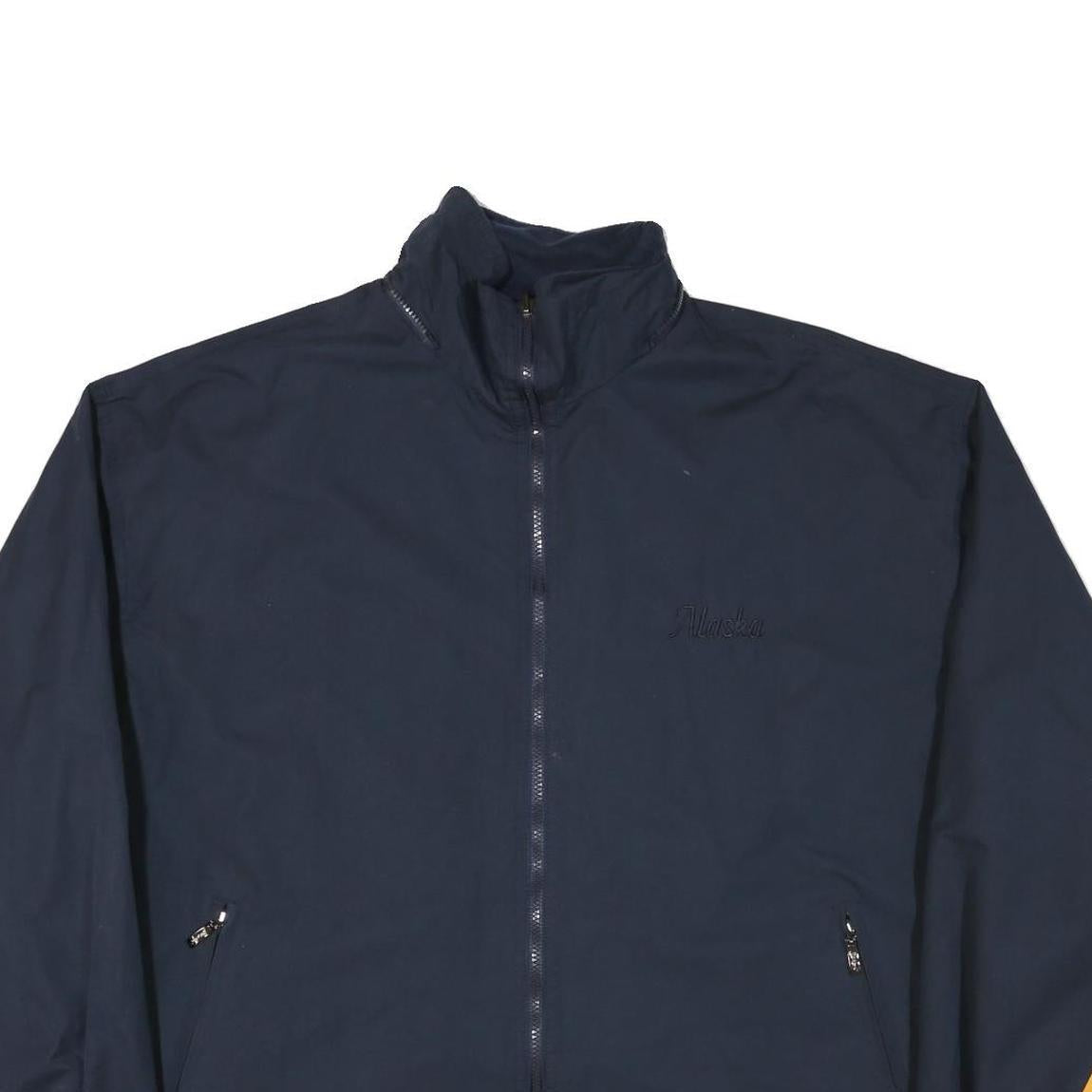 ALASKA Mens Navy Blue & Yellow Jacket XL Polyester Blend Plain Zip Casual