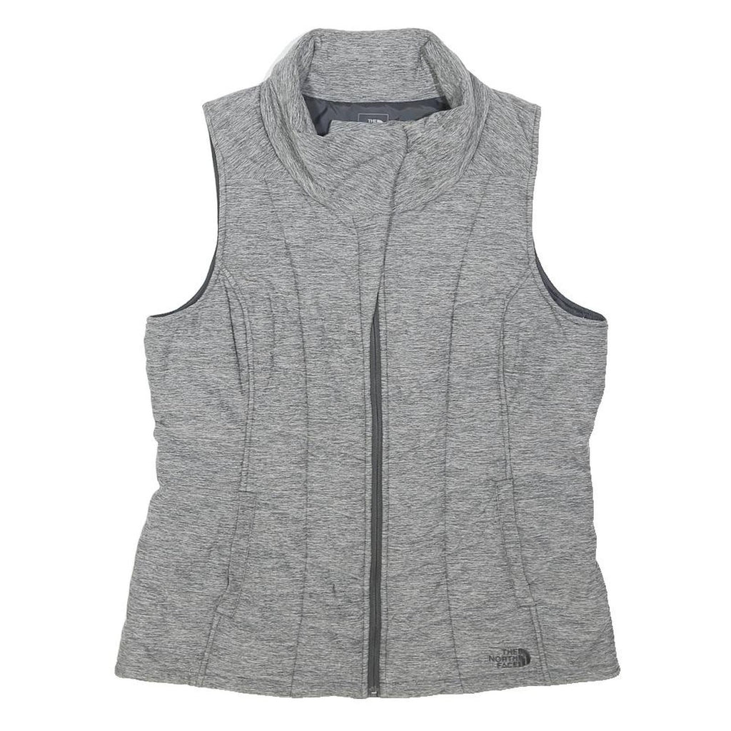 THE NORTH FACE Womens Grey Zip Jacket L Polyester Plain Sleeveless Lightweight
