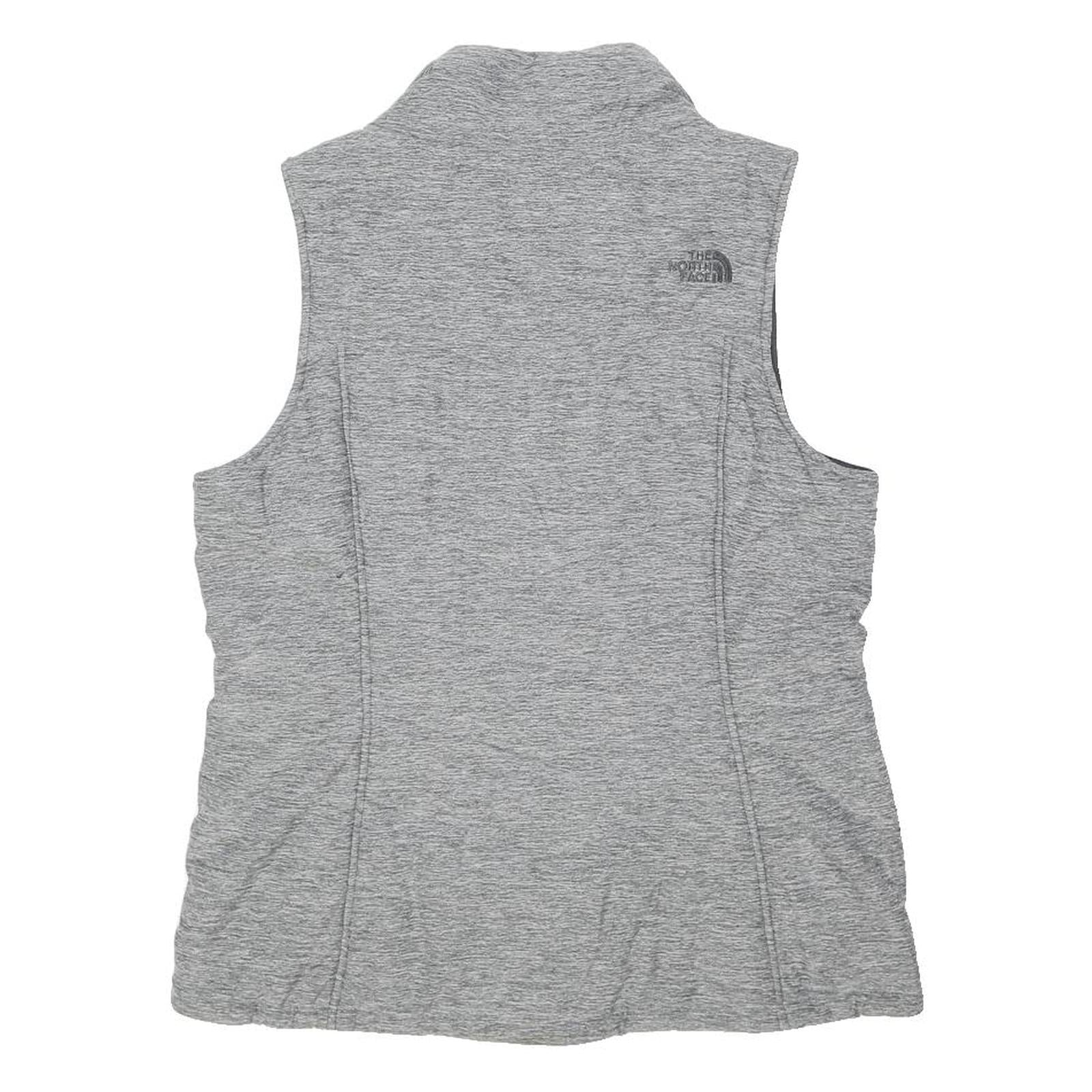 THE NORTH FACE Womens Grey Zip Jacket L Polyester Plain Sleeveless Lightweight