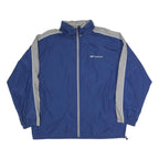 REEBOK Mens Blue & Grey Casual Jacket L Polyester Blend Plain Zip Sporty