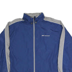 REEBOK Mens Blue & Grey Casual Jacket L Polyester Blend Plain Zip Sporty