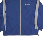 REEBOK Mens Blue & Grey Casual Jacket L Polyester Blend Plain Zip Sporty