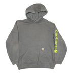 CARHARTT Mens Grey Hoodie XL Cotton Blend Pullover Logo Print Workwear