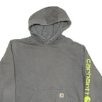 CARHARTT Mens Grey Hoodie XL Cotton Blend Pullover Logo Print Workwear