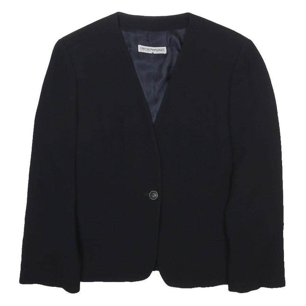 EMPORIO ARMANI Womens Black Jacket S Wool Blend Plain Button Closure Tailored