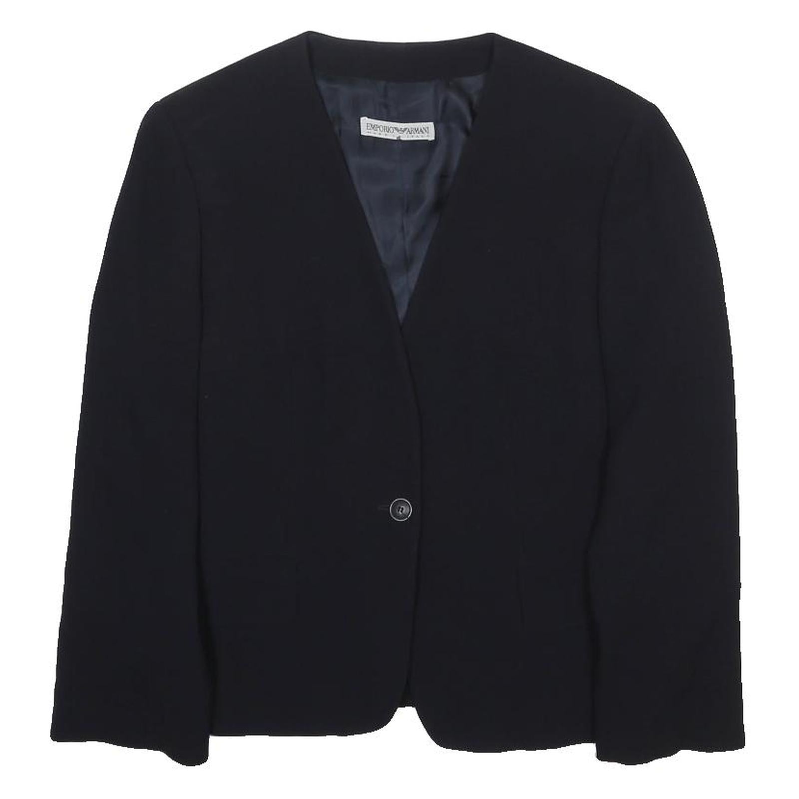 EMPORIO ARMANI Womens Black Jacket S Wool Blend Plain Button Closure Tailored