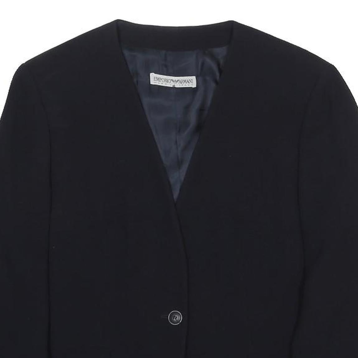 EMPORIO ARMANI Womens Black Jacket S Wool Blend Plain Button Closure Tailored