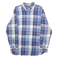 CHAPS Mens Blue & Grey Check Shirt M Classic Button-Down Collar Cotton Blend