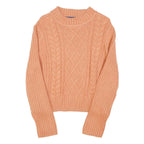 TOMMY HILFIGER Womens Peach Patterned Crew Neck Chunky Knit L Cotton Blend