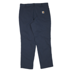 CARHARTT Mens Polyester Blend Navy Regular Straight Trousers W36 L30 Workwear