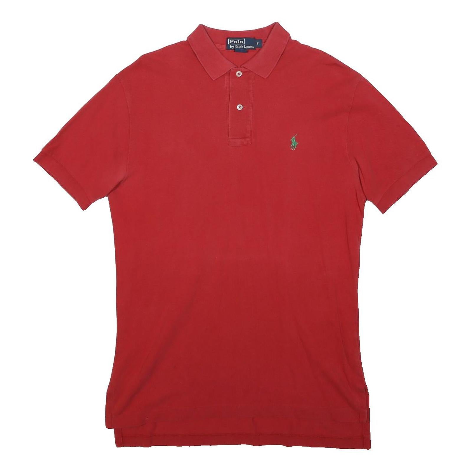 POLO RALPH LAUREN Mens Red Short Sleeve Plain S Cotton Polo Shirt