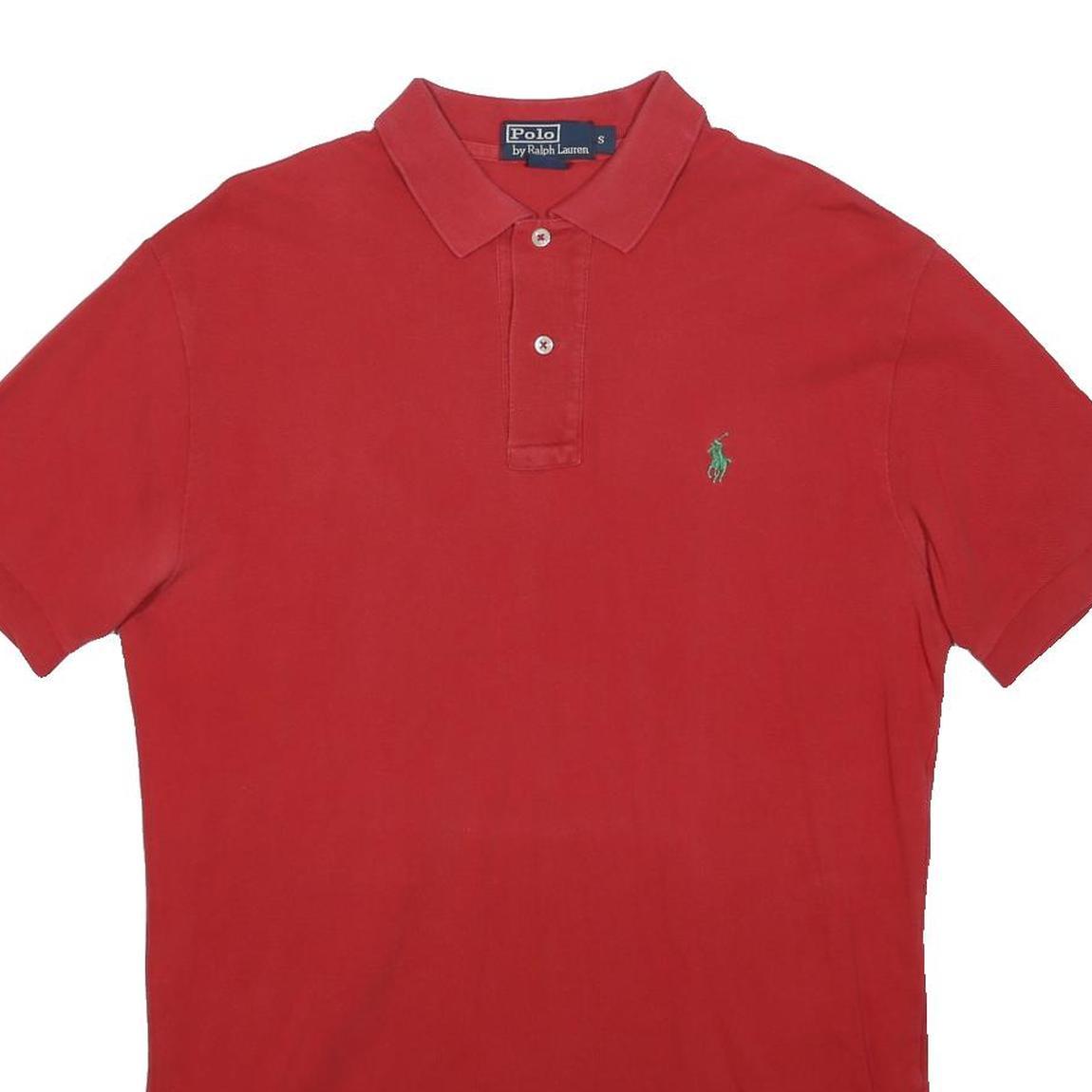 POLO RALPH LAUREN Mens Red Short Sleeve Plain S Cotton Polo Shirt
