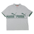 PUMA Mens Grey & Dark Green Short Sleeve Cotton Blend Polo Shirt M Logo Print