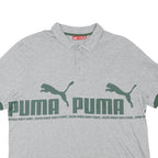 PUMA Mens Grey & Dark Green Short Sleeve Cotton Blend Polo Shirt M Logo Print