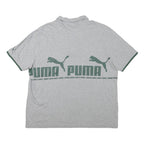 PUMA Mens Grey & Dark Green Short Sleeve Cotton Blend Polo Shirt M Logo Print