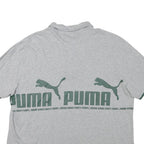 PUMA Mens Grey & Dark Green Short Sleeve Cotton Blend Polo Shirt M Logo Print
