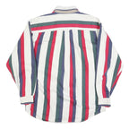 CATALINA Mens White Green & Red Striped Button Shirt L Classic Cotton Blend