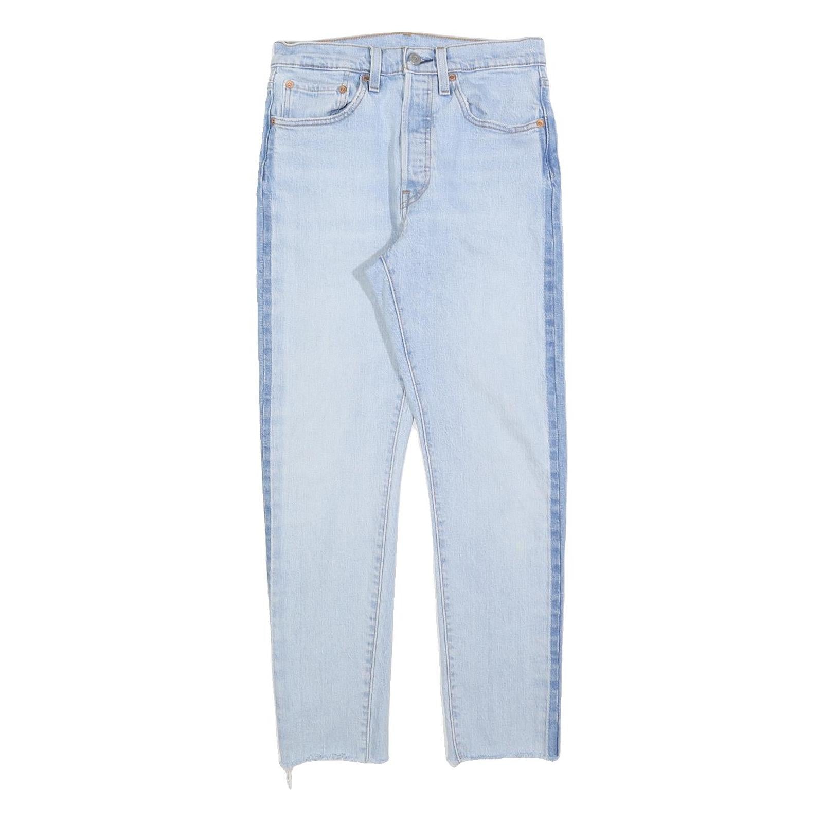 LEVI'S 501S Womens Jeans Blue Slim Straight Denim Light W26 L28 Raw Hem
