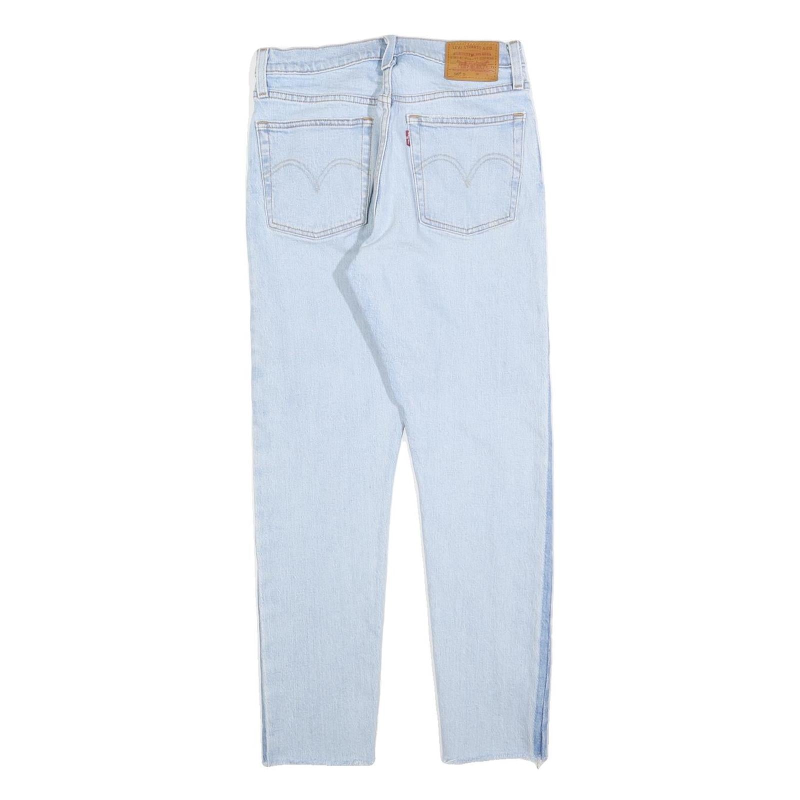LEVI'S 501S Womens Jeans Blue Slim Straight Denim Light W26 L28 Raw Hem