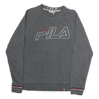 FILA Mens Grey Cotton Crew Neck M Sweatshirt Embroidered Logo Retro Style