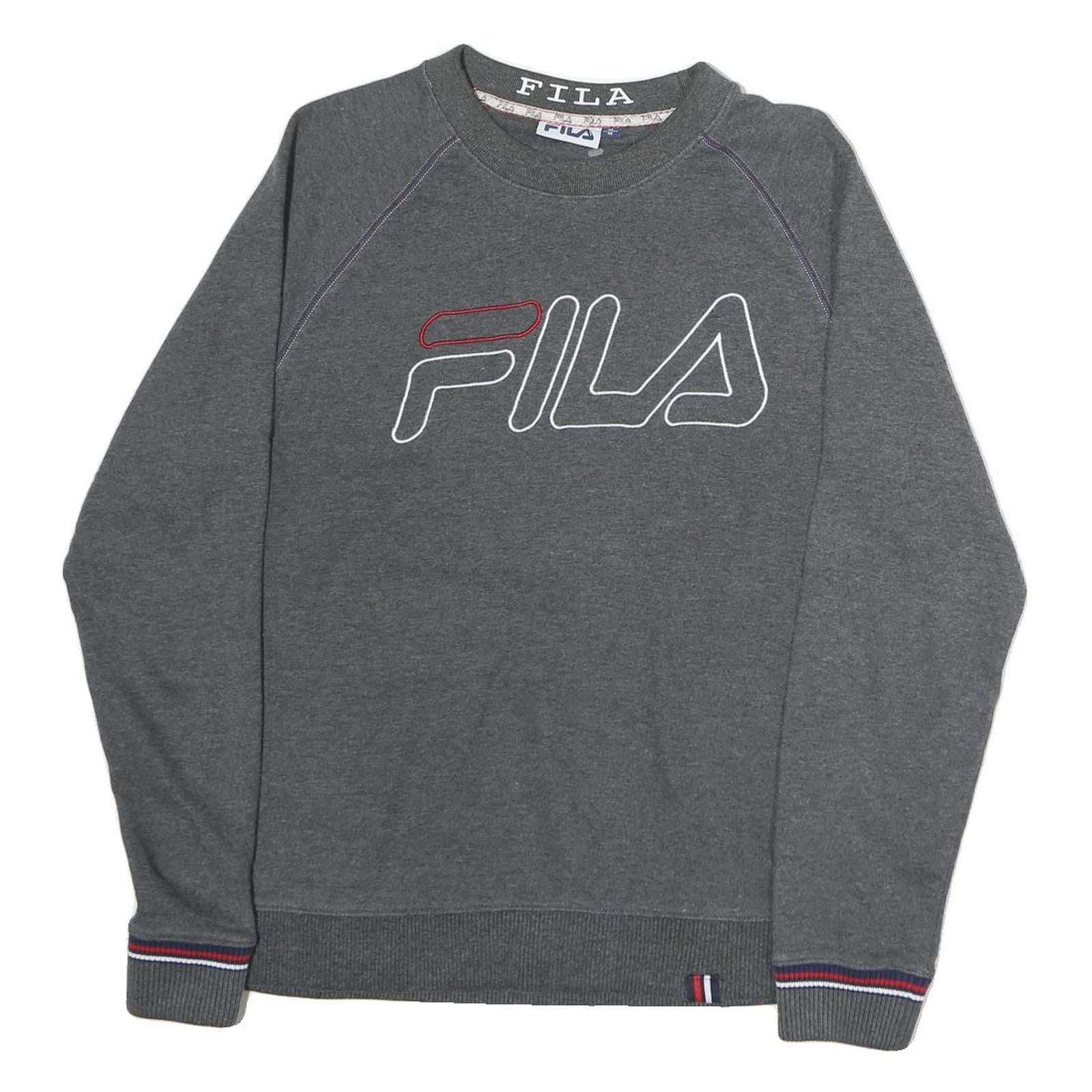 FILA Mens Grey Cotton Crew Neck M Sweatshirt Embroidered Logo Retro Style