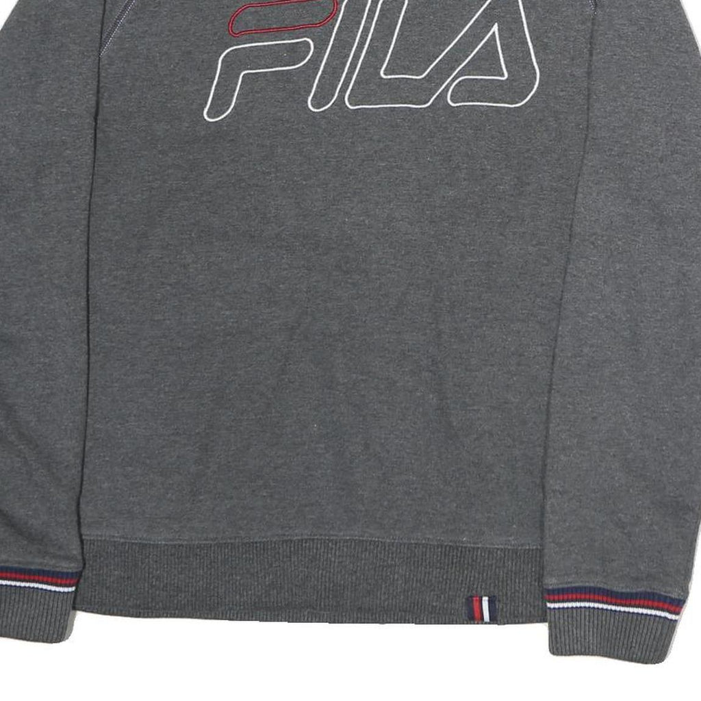FILA Mens Grey Cotton Crew Neck M Sweatshirt Embroidered Logo Retro Style