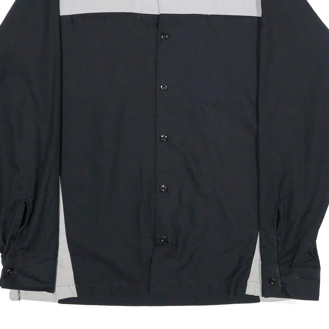 RED KAP Mens Black & Grey & Blue Work Shirt M Volkswagen Logo Patch Long Sleeve