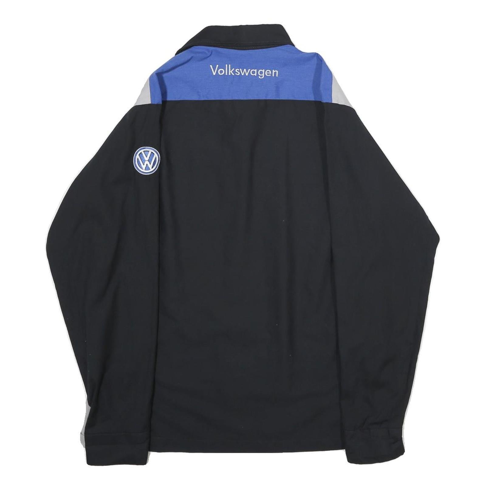 RED KAP Mens Black & Grey & Blue Work Shirt M Volkswagen Logo Patch Long Sleeve